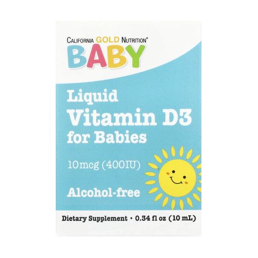 Детский витамин Д3 California Gold Nutrition Baby D3 10 мкг (400 МЕ), в каплях, 10 мл