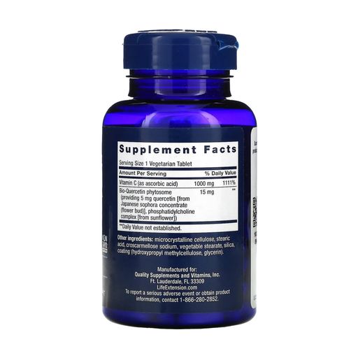 Витамин C и фитосомы биокверцетина Life Extension Vitamin C And Bio-Quercetin Phytosome в вегетарианских таблетках
