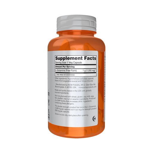 L-Глютамин NOW foods Sports L-Glutamine 1000 мг, в капсулах