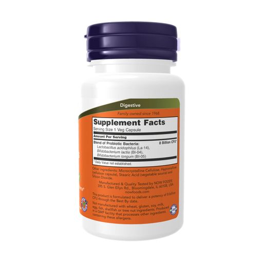 Ацидофилус и бифидус 8 миллиардов NOW foods 8 Billion Acidophilus & Bifidus, в капсулах