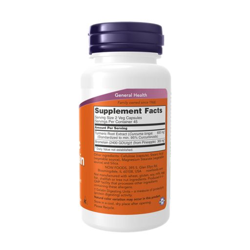 Куркума и бромелайн NOW foods Turmeric & Bromelain, 90 капсул