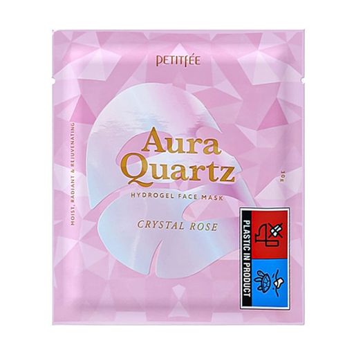 Уценка! Гидрогелевая маска для лица Petitfee & Koelf Aura Quartz Hydrogel Face Mask Crystal Rose с экстрактом жемчуга и розой, 5*30 г