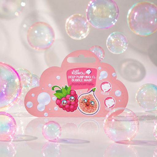 Маска для обличчя киснева Just Kawaii Deep Purifying O2 Bubble Mask з екстрактом малини та інжиру, 5 г
