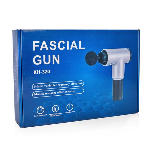 Уценка! Ударний вибрационный масажер для тела Fascial Gun KH-320, 4 насадки, 6 режимов, 1 шт