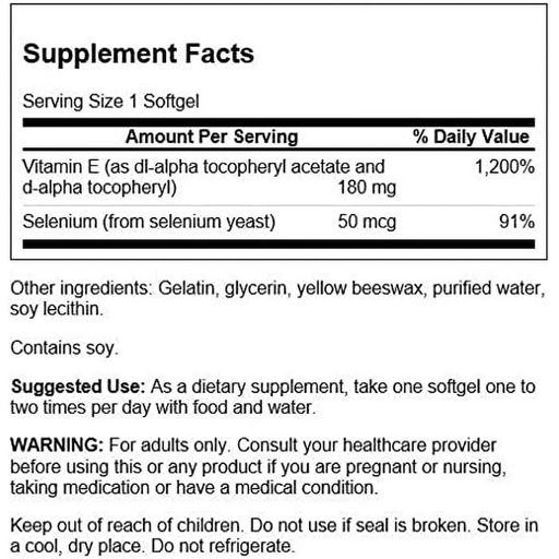 Вітамін E із селеном Swanson Vitamin E With Selenium, 400 МО, 90 гелевих капсул