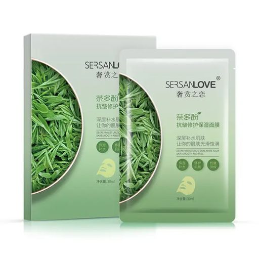 Антивікова тканина маска для обличчя Sersanlove Tea Polyphenols Anti Wrinkle Mask, 6*30 мл