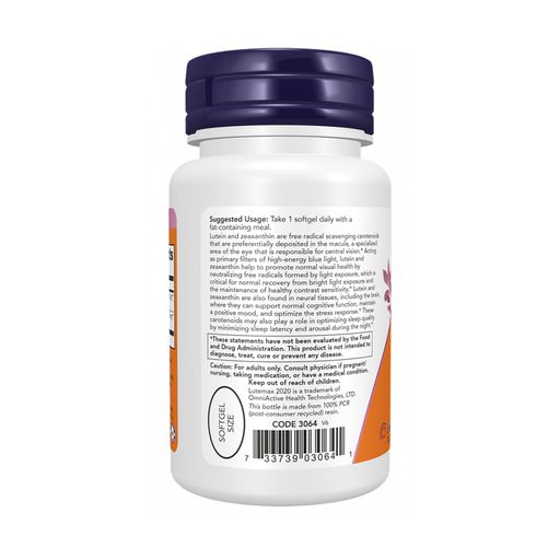 Лютеин и зеаксантин NOW Foods Lutein 25 мг и Zeaxanthin 5 мг, 60 гелевых капсул