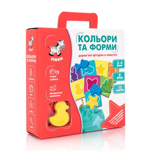Развивающая игра Vladi Toys Деревянные фигурки в мешочке, цвета и формы, на украинском языке, от 2 лет (ZB2001-01)