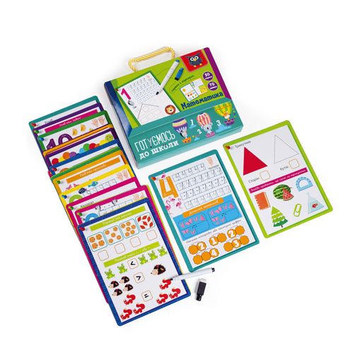 Карточки с маркером Vladi Toys Готовимся к школе: Математика, 21 деталь, от 4 лет (VT5010-22)