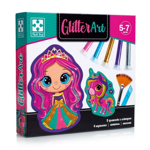 Набор для творчества Vladi Toys Glitter Art Сказочные принцессы, 12 деталей, от 5 лет (VT4501-10)