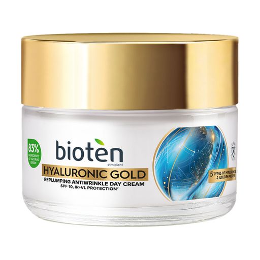 Дневной крем для лица Bioten Hyaluronic Gold Replumping Antiwrinkle Day Cream SPF 10 против морщин, 50 мл