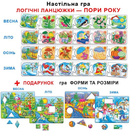 Настольная игра Київська фабрика іграшок Логічні ланцюжки. Пори року, от 3 лет