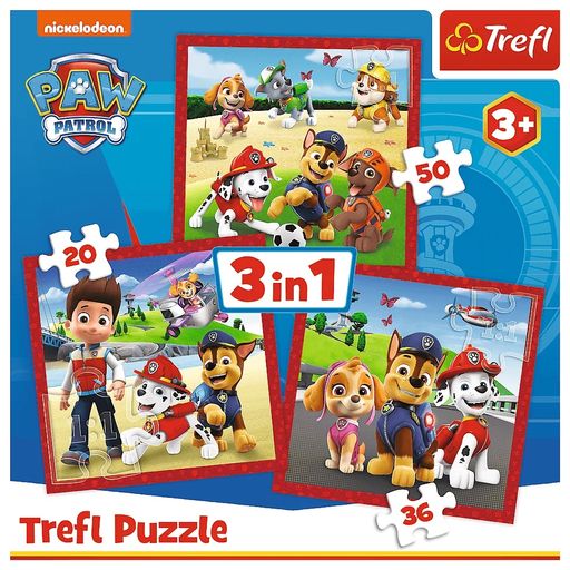 Пазли 3в1 Trefl Paw Patrol Щасливі собаки, від 3 років, 106 елементів (34867)
