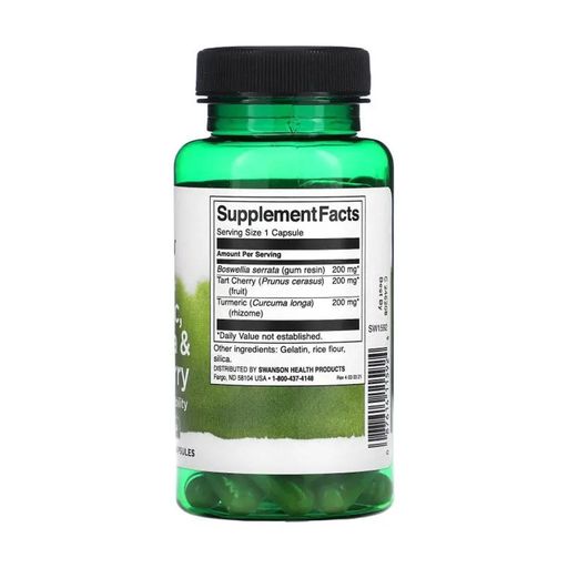 Куркума, босвелия и терпкая вишня Swanson Full Spectrum Turmeric, Boswellia & Tart Cherry, 60 капсул