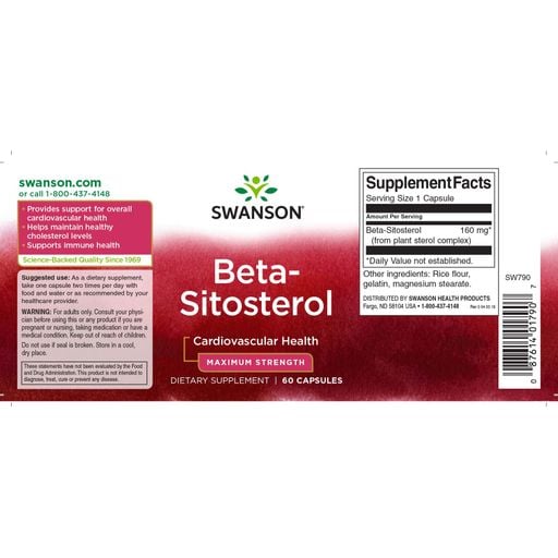 Дієтична добавка в гелевих капсулах Swanson Beta-Sitosterol Maximum ...