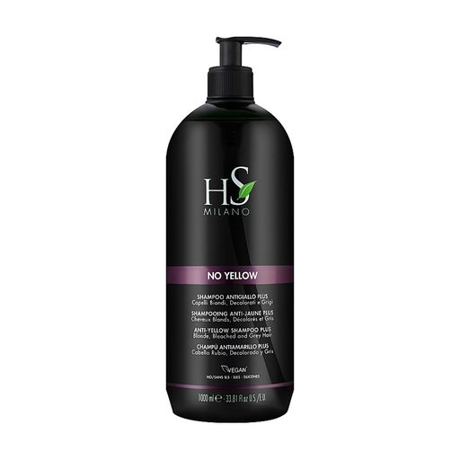 Безсульфатний шампунь HS Milano No Yellow Anti-Yellow Shampoo Plus проти жовтизни, для блонда, освітленого та сивого волосся