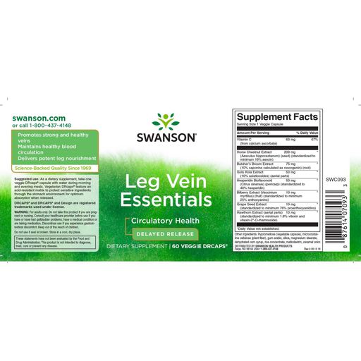 Противоварикозный комплекс Swanson Leg Vein Essentials Delayed-Release, 60 вегетарианских капсул