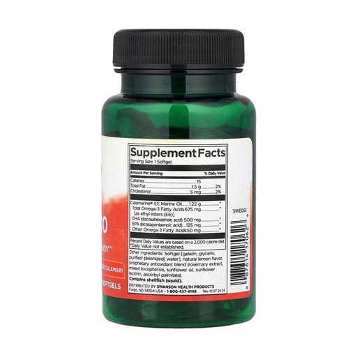 Докозагексаеновая кислота Swanson Super DHA 500 мг, 30 гелевых капсул