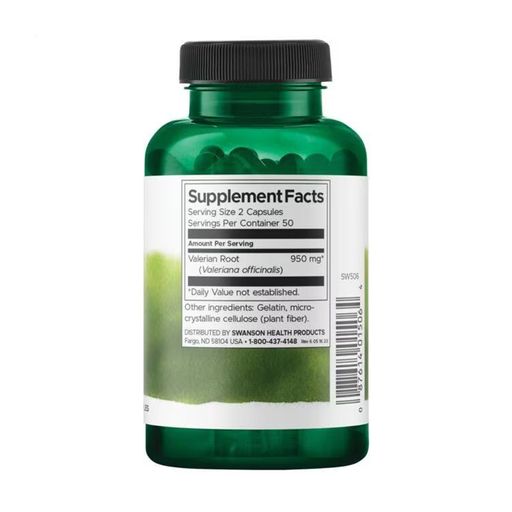 Корень валерианы Swanson Valerian Root 475 мг, 100 капсул
