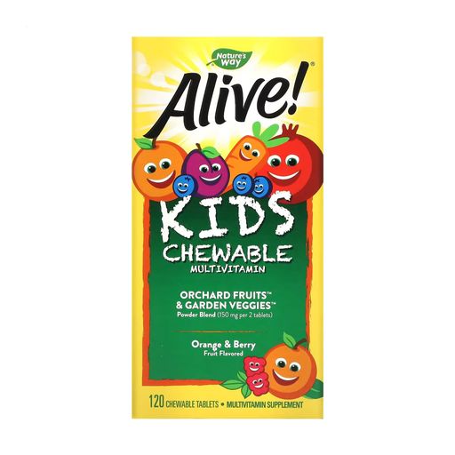 Мультивітаміни Nature's Way Alive! Kids Chewable Multivitamin зі смаком апельсину та ягід, 120 жувальних цукерок