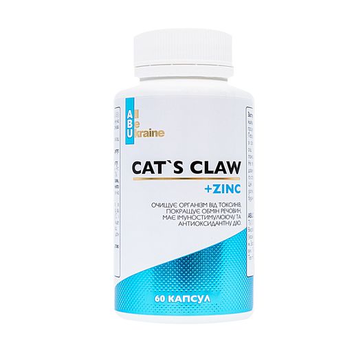 Кошачий коготь с витамином С и цинком ABU - All Be Ukraine Cat's Claw+Zinc, 60 капсул