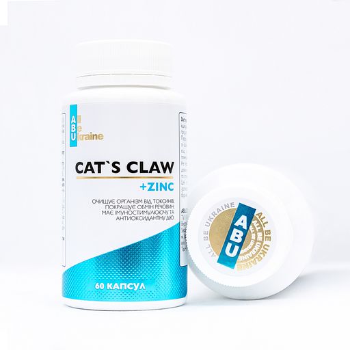 Кошачий коготь с витамином С и цинком ABU - All Be Ukraine Cat's Claw+Zinc, 60 капсул