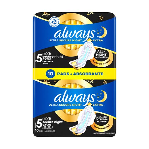 Уценка! Гигиенические прокладки для критических дней Always Ultra Secure Night Extra размер 5, 10 шт