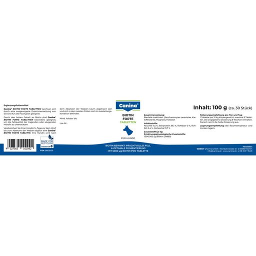 Витамины для собак в таблетках Canina Biotin Forte интенсивный курс для шерсти, 30 шт.