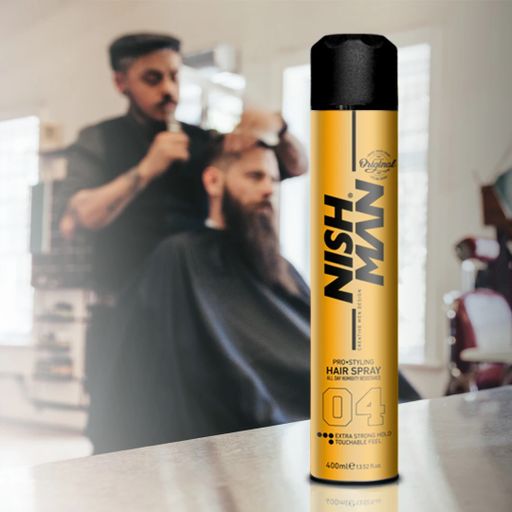 Чоловічий спрей для укладання волосся Nishman 04 Extra Strong Hold Hair Spray екстрасильної фіксації, 400 мл