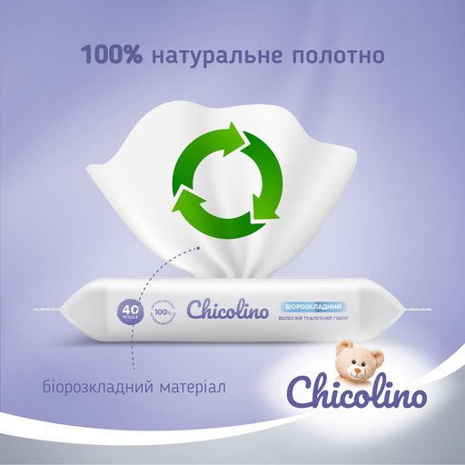 Уценка! Биоразлагаемая влажная туалетная бумага для взрослых и детей Chicolino Biodegradable, 16*40 шт