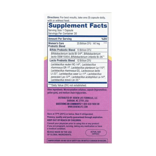 Пробиотик для женщин Renew Life Women's Care Probiotic, 25 млрд КОЕ, 30 капсул