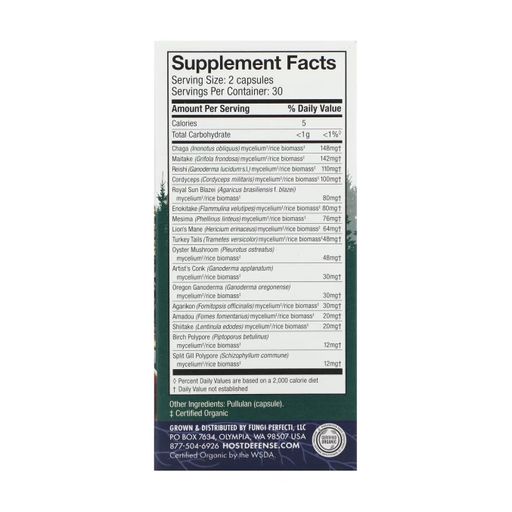 Комплекс из 17 грибов Fungi Perfecti Mushrooms Comprehensive Immune Support Поддержка иммунитета в капсулах