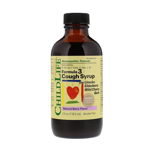 Детский сироп при кашле ChildLife Essentials Formula 3 Cough Syrup с натуральным ягодным вкусом, 118.5 мл