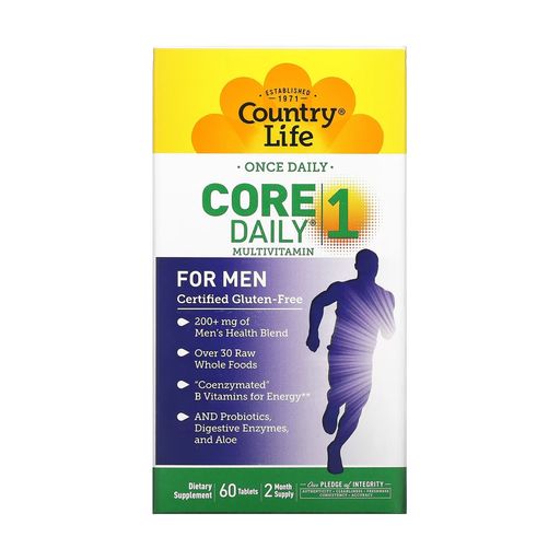 Мультивитамины для мужчин Country Life Core Daily-1 for Men Multivitamins, 60 таблеток