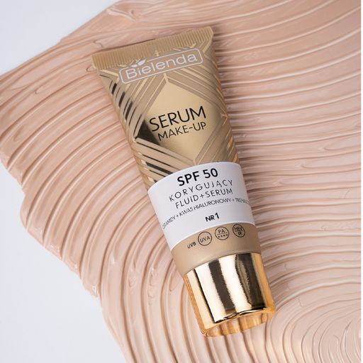 Корректирующий флюид-сыворотка Bielenda Serum Make-Up SPF 50 для всех типов кожи лица, 30 г