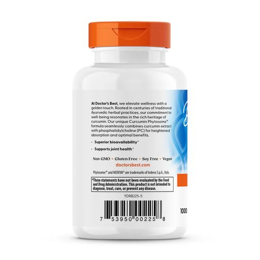 Куркумин Doctor's Best Curcumin Phytosome with Meriva 1000 мг, в веганских капсулах