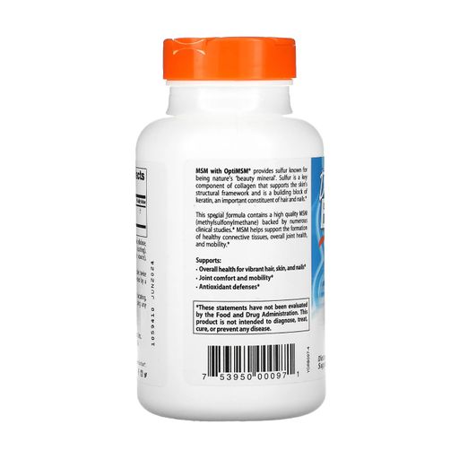 Метилсульфонилметан и МСМ Doctor's Best MSM With OptiMSM 1500 мг, 120 таблеток