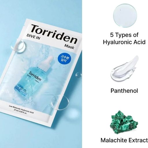 Тканевая маска для лица Torriden Dive In Low Molecular Hyaluronic Acid Mask с гиалуроновой кислотой, 27 мл