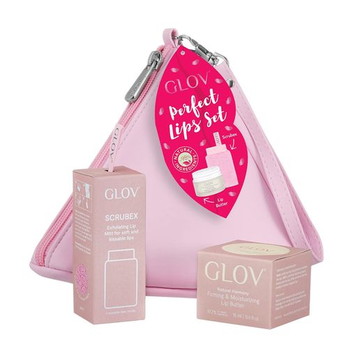 Набор для губ Glov Perfect Lips Set (аксессуар для пилинга губ, 1 шт + масло для губ, 15 мл + сумочка, 1 шт)