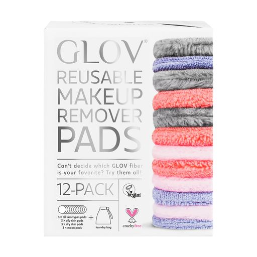 Набор по уходу за лицом Glov Reusable Make-Up Removal Pads (многоразовые косметические диски, 12 шт + сумочка-мешочек, 1 шт)
