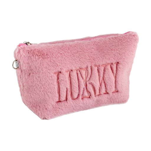 Косметичка Lukky с логотипом, плюшевая, сиреневая
