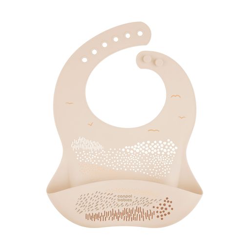 Слюнявчик Canpol Babies силиконовый, с карманом, кремовый, от 4 месяцев (51/030_cre)