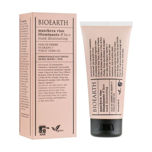Осветляющая маска для лица Bioearth Illuminating Face Mask с маслом зародышей пшеницы, 100 мл