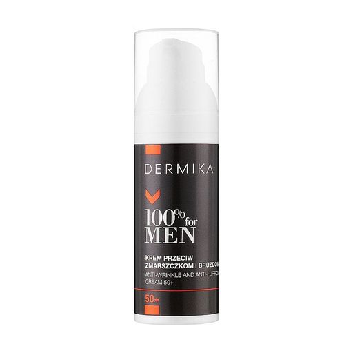 Чоловічий крем для обличчя Dermika 100% For Men Anti-Wrinkle And Anti-Furrow Cream 50+ проти глибоких зморщок, 50 мл