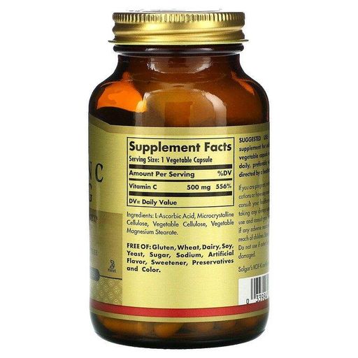 Вітамін C Solgar Vitamin C 500 mg 100 Veg Caps (855102)