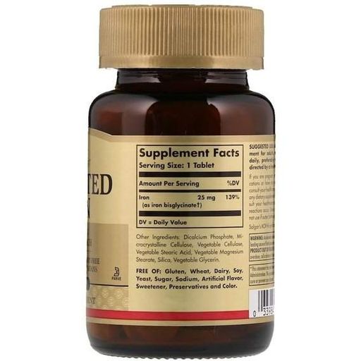 Мікроелемент Залізо Solgar Chelated Iron 100 Tabs (855198)