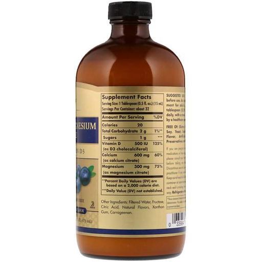 Мікроелемент Кальцій Solgar Calcium Magnesium Citrate with Vitamin D3 Liquid 16 fl oz 473 ml Natural Blueberry Flavor (855205)