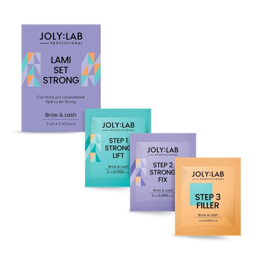 Система для ламинирования бровей и ресниц Joly:Lab Brow & Lash Lami Set Strong, 3*2 мл