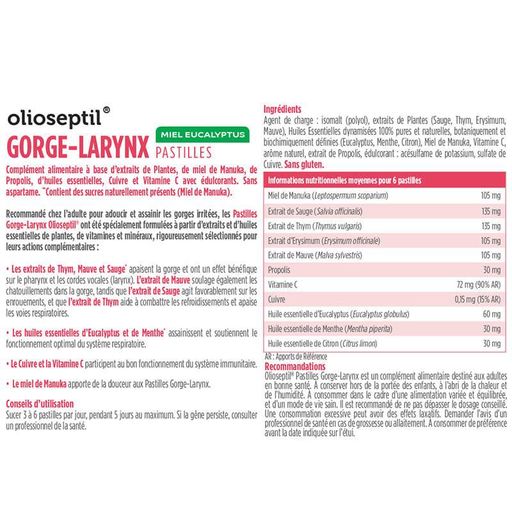 Противопростудное средство OLIOSEPTIL PASTIILES GORGE-LARYNX 24 Lozenges Honey and Eucalyptus (859441)