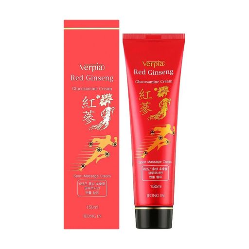 Масажний крем для суглобів Juno Jeong In Verpia Red Ginseng Glucosamine Sport Massage Cream з червоним женьшенем та глюкозаміном, 150 мл
